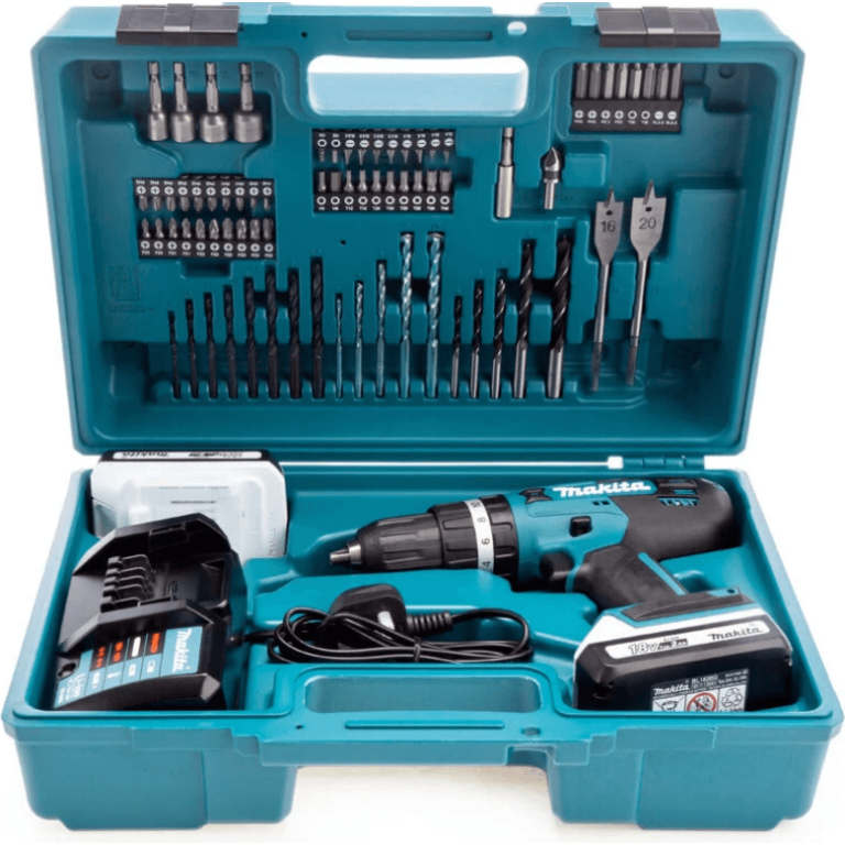 Coffret d'une Perceuse-visseuse avec accessoires de la marque Makita - Coloris Bleu