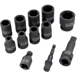 Coffret de 12 pièces de douilles à choc de la marque Tivoly - Coloris noir
